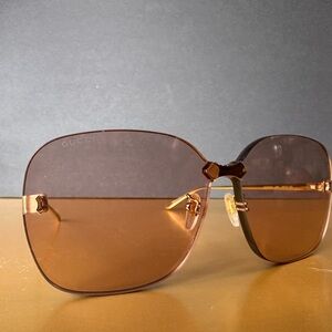 Gucci Gold and Brown Sunglasses